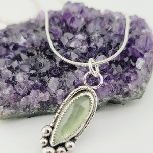 KYANITE HANDMADE PENDANT W/ SNAKE CHAIN ALL IN .925 STERLING SILVER 18" LENGTH